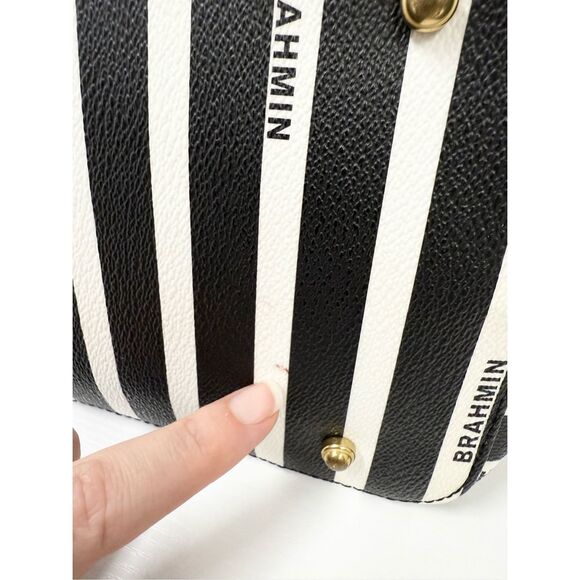 Brahmin All Day Signature Striped Tote Bag Black & White - Picture 8 of 11